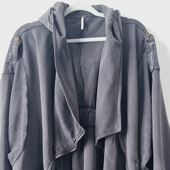 Free People C’mon Hooded Oversized Cardigan Jacket - Black - Picture 4 of 7